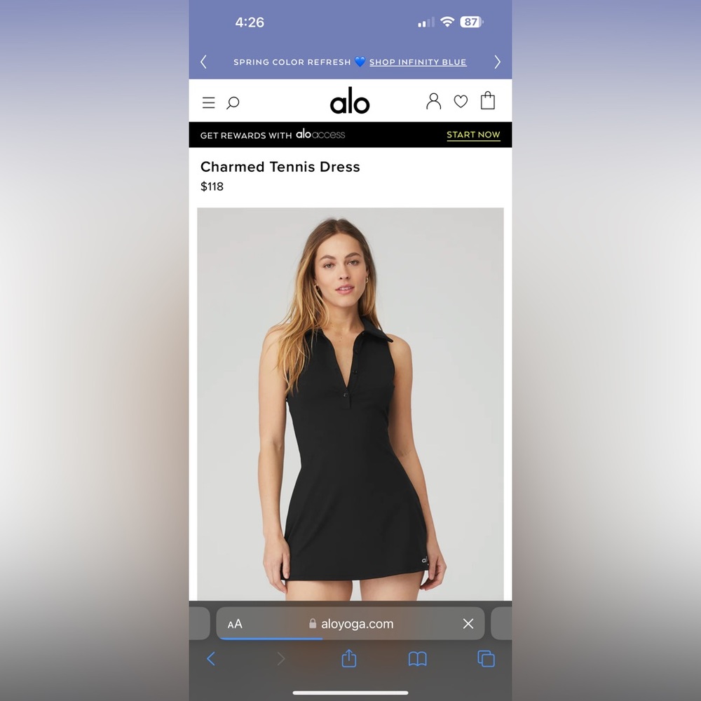ISO ALO Charmed Tennis Dress in Black